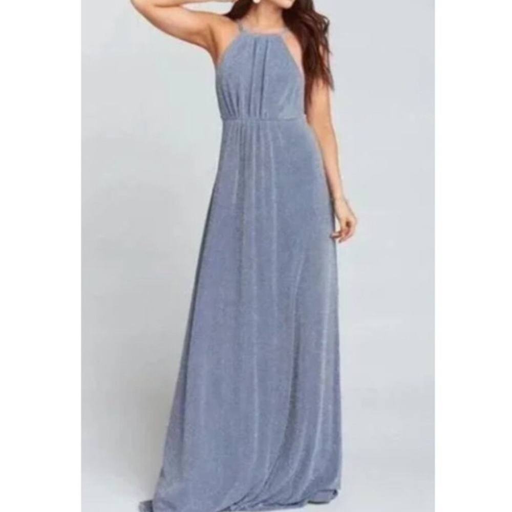 Show Me Your Mumu NWT Amanda Dancing Queen Shine Smoke Gray Sparkle Maxi Dress S - Picture 12 of 17